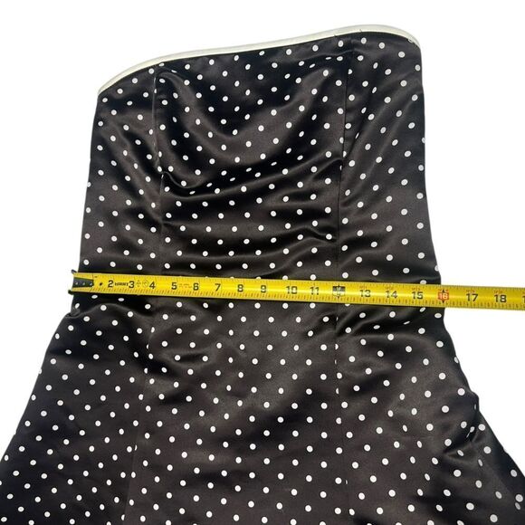 Jessica McClintock for Gunne Sax Dark Brown white Polka Dot Strapless Mini Dress - Picture 8 of 8